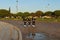 Three sailormen walking proud near Belem Tower