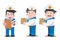 Three sailors with boxes cartoon funny characters