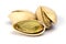 Three salt pistachio nuts isolated on white backround close up