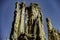 Three sand pillars under blue sky