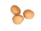 Three sandy cookies isolated on the white background, sandy nuts