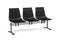 Three seater black public seats with metal base on white background