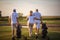 Three senior golfers walking on golf court