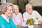 Three seniors as friends in the nursing home