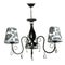 Three-shade chandelier with a black floral pattern