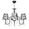 Three-shade chandelier with a black floral pattern