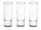 Three shot glasses on white