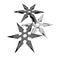 Three shuriken isolated over white