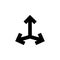 three side arrows icon. Simple glyph, flat vector of arrows icons for UI and UX, website or mobile application