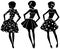 Three silhouettes of women