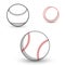 Three simple baseballs vector illustration.