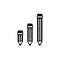 Three simple pencil of varying size isolated on a white background
