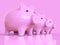 Three Sizes of Pink Piggy Bank for Saving Money