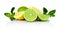 Three sliced lemons with limes with mint