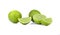 Three sliced limes isolated on a white background