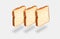Three slices of light bread
