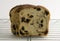 Three slices of raisin bread