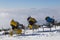 Three snow cannons at the top of mountain