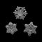 Three snowflakes isolated on black background