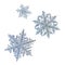 Three snowflakes on white background