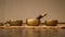 Three sound bowls on wooden floor