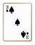 Three Spades Isolated Playing Card