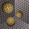 Three spheres move in corner. Optical illusion abstraction of infinity symbols pattern