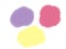 Three spots of paint - yellow, purple and pink