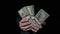 Three Stacks of 10000 American Dollars Bundles in Male Hands on Black Background