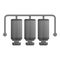 Three stage water filtration icon, cartoon style