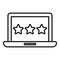 Three star laptop gamification icon, outline style