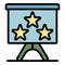 Three stars on a flipchart icon color outline vector