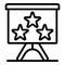 Three stars on a flipchart icon, outline style