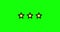 Three Stars Rating animation. Set of Stars. Three Star Rating on green Background. Product Quality, Feedback, Customer
