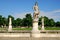 Three statues in the island Memmia in Prato della Valle in Padua in the Veneto (Italy)