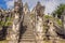 Three stone ladders in beautiful Pura Lempuyang Luhur temple. Summer landscape with stairs to temple. Paduraksa portals