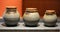 Three stone pots