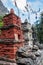 Three stone stupas.