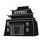 The three-storey building in Mongolia.Mongolian national Shrine of Mitarai.Mongolia single icon in black style vector