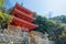 Three Storied Pagoda at Gifu Park in Gifu, Japan. The Pagoda originally built in 1917