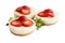 Three strawberry cheesecakes isolated