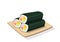 Three Sushi roll on wooden plate, isolated vector