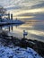 Three swerds in Hafrsfjord, Norway a winter day