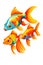 three swimming gold fishes flat design retro vintage generated by ai