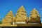 Three symbolic towers on the gate to a Khmer pagoda