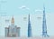 The Three Tallest Buildings in the World 2021 - Vector Illustration