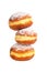 Three tasty berliner donuts ball isolated on the white background