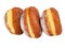 Three tasty berliner donuts ball isolated on the white background