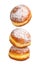 Three tasty berliner donuts ball isolated on the white background