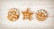 Three tasty gingerbread smiley faces, Christmas symbol